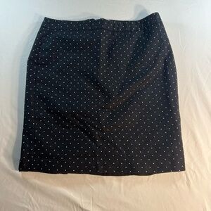 Liz Claiborne Black White Polka Dot Straight Skirt Size 12 Stretch Lined Career